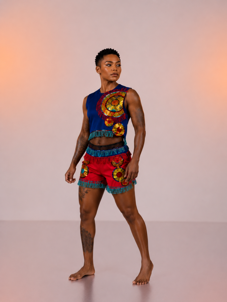 YORÉ Imperial Mesh Sleeveless and Tribal Shorts